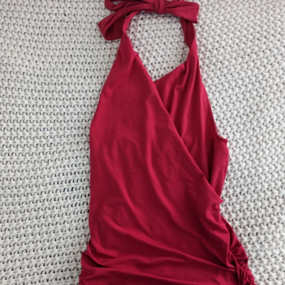 Hot pink halter top, stretch knit, size small, Venus